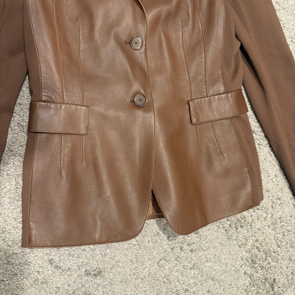 Akris Punto Mixed Media Lamb Nappa Leather Blazer Jacket Size US 8 - Picture 3 of 16
